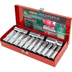 Socket Set Rockforce long 1/2" 6-point 14 pcs 11–30 mm