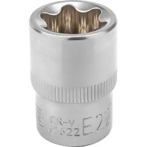 Socket bit TORX 1/2" E22 by JCB — TORX E22 1/2-inch socket