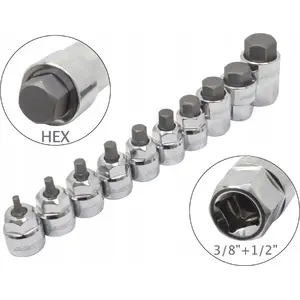 Socket set rail, Milwaukee ASTA low profile hex sockets 3/8"–1/2" (on rail)