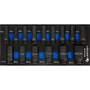 Impact Socket Set Högert Technik HT7G129 — 15-piece, EVA foam inlay