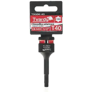 Impact Torx Bit 1/2" T40 Cr-Mo by Tvardy (for impact wrenches, socket-style, pack 10/100)