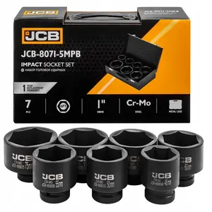 Набор ударных насадок JCB 1" привод 7 шт., диапазон 46–75 мм