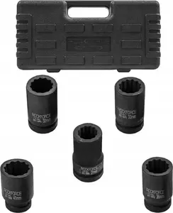 Socket set Rockforce deep impact 1" drive 5-piece 12-point sockets 27–41 mm