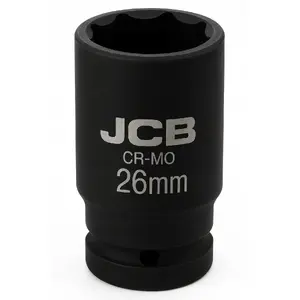 Socket 1/2" 26mm 6-point for impact wrench JCB JCB-44526