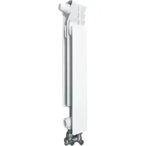 Aluminium radiator kfa² Element G 500 F/D left, bottom feed with angled connection set 50×50 mm, cross-fed (878-152-44)