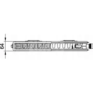 Radiators Kermi V 12/400/900 ar stiprinājumiem, kreisā pieslēguma, jauda 648 W