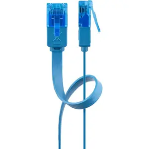 Плоский патч-кабель CAT6A GOOBAY — 1 м, U/UTP (UTP), RJ-45—RJ-45, позолоченные контакты, синий