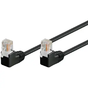 Патч‑кабель Goobay CAT 5e, 2 м, U/UTP, 2× RJ-45 под 90°, золотое покрытие контактов, чёрный
