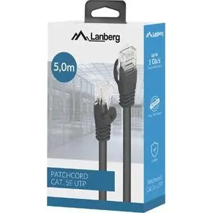 LANBERG patchcord Cat.5e UTP 5 m black, Fluke passed