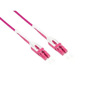 Fibre optic patch cable Alcasa LW-U815LC4 — OM4, LC‑to‑LC, 15 m, full duplex, violet