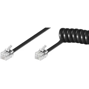 Telephone handset spiral cable GOOBAY TCK-06-BK, 7 m, RJ-10 to RJ-10