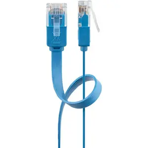 Plakais Ethernet savienojuma kabelis GOOBAY CAT6 U/UTP RJ-45—RJ-45, 5 m, zils, ar zelta pārklājuma kontaktiem
