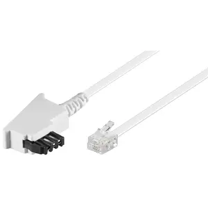 Telefona kabelis Tecline Goobay TAE-F uz RJ11, universāla pinout, 3 m, balts