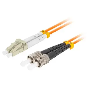 Optiskā šķiedru kabeļa LANBERG FO-STLU-MD21-0100-OG — 1 m, OM2, ST uz LC, 50 µm, pilns duplekss