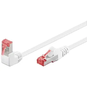 GOOBAY CAT6 Patch Cable 5 m, S/FTP (PiMF), 1x 90° Angled RJ-45, white