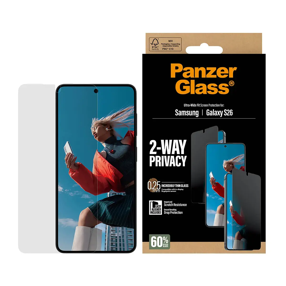 PanzerGlass 2-Way Privacy Screen Protector — Samsung Galaxy S26 Photo 2