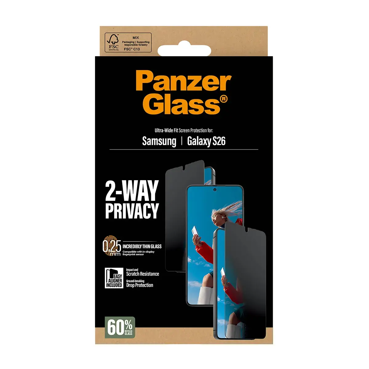 PanzerGlass 2-Way Privacy Screen Protector — Samsung Galaxy S26 Photo 3