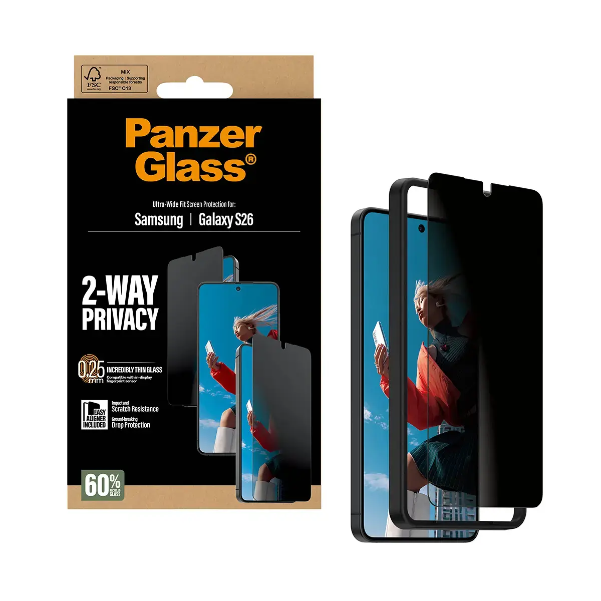 PanzerGlass 2-Way Privacy Screen Protector — Samsung Galaxy S26 Photo 6