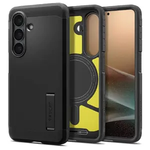 Protective Cover Spigen Tough Armor (MagFit) for Samsung Galaxy S26 — PC+TPU, Black, 6.3" screen, Desktop Stand