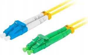 Fiber patch cord LANBERG SM LC/APC–LC/UPC duplex 3.0 mm LSZH G.657.A1 0.5 m yellow