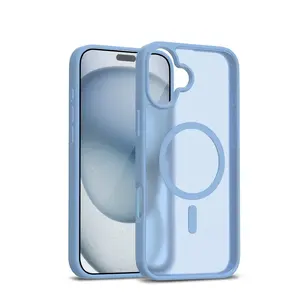 Crong Hybrid Matte Magnetic MagSafe case for iPhone 17 — translucent blue, PC+TPU