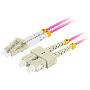 Fibre optic duplex cable LANBERG FO-LUSU-MD41-0020-VT 2 m OM4 2x LC to 2x SC pink