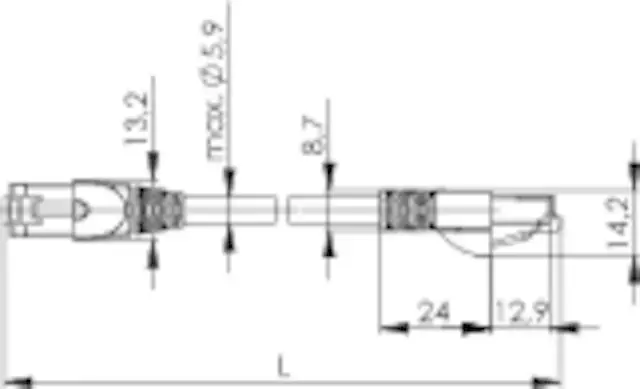 Telegaertner Cat6a SF/UTP 0.25 m RJ45–RJ21 cable Photo 2