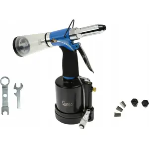 Pneumatic Rivet Gun GEKO G01347 with Automatic Rivet Feed for 2.4–6.4 mm Rivets (10 pcs capacity)
