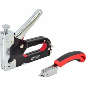 Степлер AWTools AW13006 для металлических скоб 4–14 мм, черный, в комплекте съемник скоб