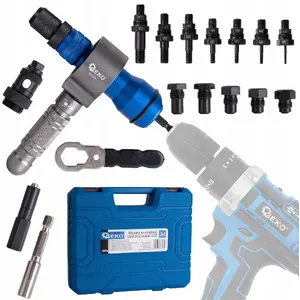 Rivet nut and rivet adapter 3-in-1 for cordless drill GEKO (fits M5–M8, includes 10 pieces)