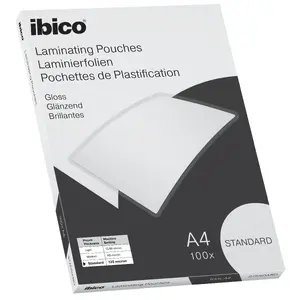 Laminating pouches Ibico Basics Standard A4, glossy finish, transparent, 100 pcs