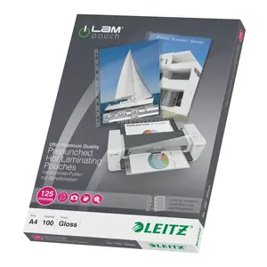 Laminating pouches ESSELTE Leitz iLAM A4 pre-punched 125 µm, glossy, pack of 100