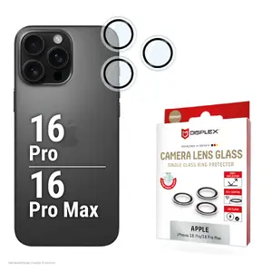 Objektīva aizsargstikls iPhone 16 Pro / 16 Pro Max no innr lighting — rūdīts 10H ar DLC, vienkāršais gredzens, Quick Mount, caurspīdīgs