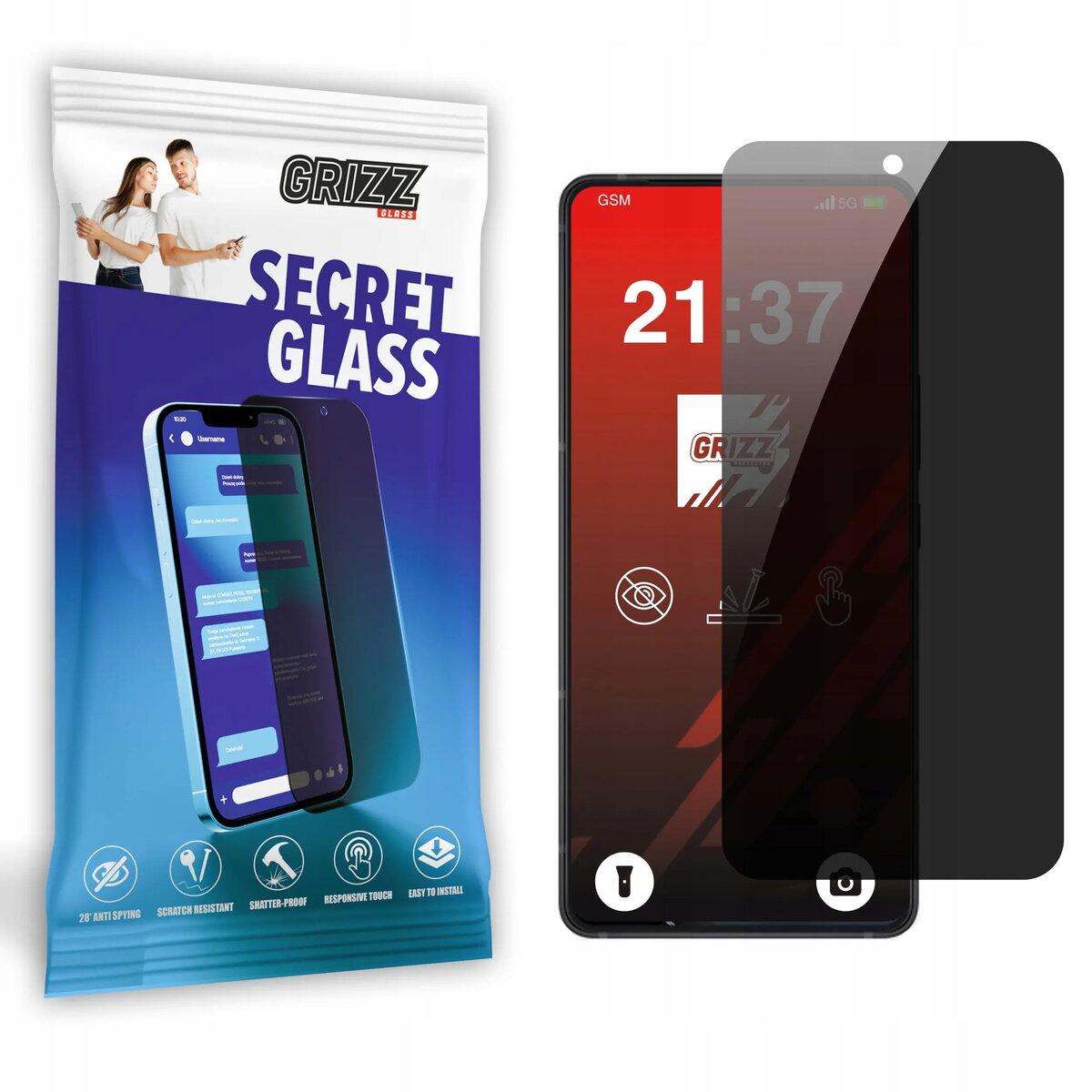 Matēts privātuma aizsargstikls GrizzGlass SecretGlass priekš