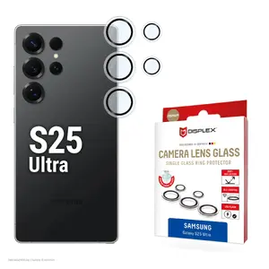 Kameras lēcas aizsargstikls innr lighting priekš Samsung Galaxy S25 Ultra, rūdīts 10H, DLC, viena gredzena, caurspīdīgs, ātra uzstādīšana