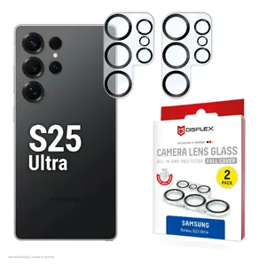 Защитное стекло для камеры, Epson, Displex Full Cover для Samsung Galaxy S25 Ultra, закалённое 10H, Quick Mount, 2 шт.