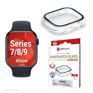 Защитное стекло PanzerGlass Displex 10H для Apple Watch 9/8/7 45 мм, полнотелое закалённое, IP68, snap-on, прозрачное