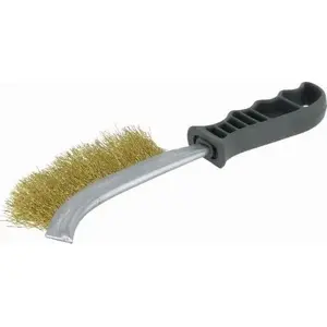 Handheld single-row brass wire brush with plastic handle, Abraboro AB41996494