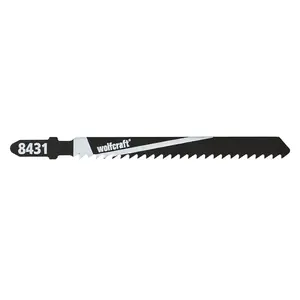 Jigsaw blade Wolfcraft WF8431000 — HCS high carbon steel, 75 mm working length, 3 mm tooth spacing, max cutting thickness 40 mm, 2 pcs
