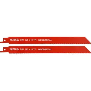 Reciprocating saw blade YATO YT-33933, bimetal, 225 mm working length, for steel and wood, 2 pcs