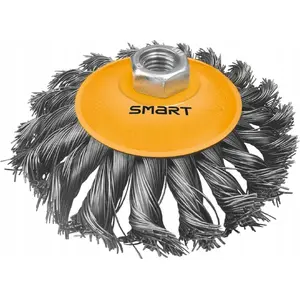 Wire cup brush Smart 125 mm braided disc, bent type, with grease fitting