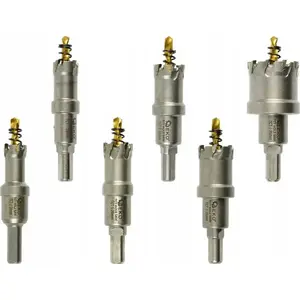 Hole saw set GEKO G40200 — bi-metal for metal with titanium drill, 6 pcs, sizes 16–35 mm