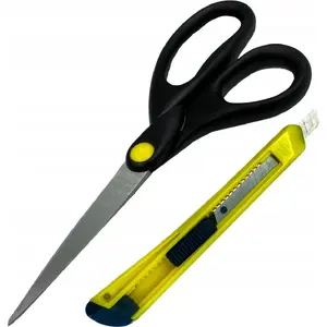 Scissors and Wallpaper Knife Set Isma IS-48155-6 — universal scissors 185 mm and 9 mm wallpaper cutter