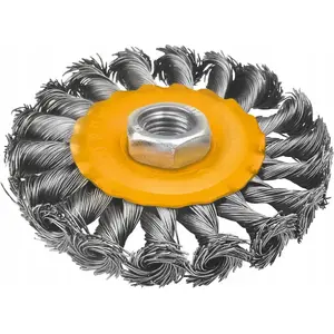 Wire cup brush Smart SM-28-04100, braided disc Ø100 mm, flat type