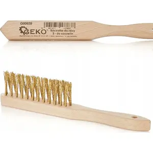 Щетка проволочная для ржавчины GEKO G00628, жёлтая, 3 ряда, для щелей и древесины, 50/120