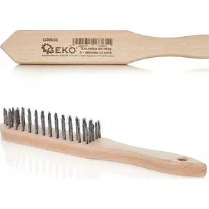 Wire Rust Brush GEKO G00636 — black, 5-row wire, wooden handle, sizes 30/120