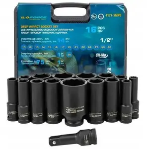Impact deep socket set 1/2" 16pc hex JCB IF-4177-5MPB (10–32mm, includes 36mm 12-point)
