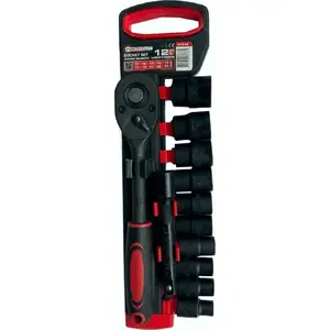 Socket set 1/2" Forcekraft FK-012-5K — 12-piece sockets 10–24 mm with ratchet and extension
