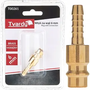 Brass hose barb fitting male Tvardy for 6 mm hose — straight connector