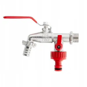 Tap set BRADAS double 1/2" with outlets to GZ 3/4", 1/2" hose connector and nipple for quick coupling